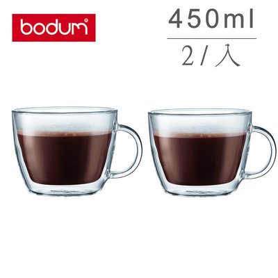 丹麥 Bodum BISTRO 2入 450ml /15oz 有把手 雙層 隔熱 玻璃杯 咖啡杯 原廠盒裝
