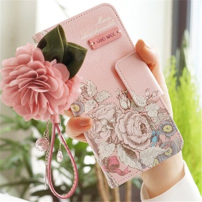 丁丁 韓國三星S8 S9 S10 S20 Plus Ultra Note 8/9/10 碎花 挂飾 翻蓋磁扣手機皮套時尚