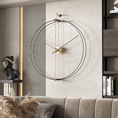 時鐘 西班牙雙環掛鐘 簡約裝飾鐘錶客廳靜音金屬創意壁鐘