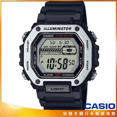 【柒號本舖】CASIO 卡西歐十年電力運動膠帶錶-黑 # MWD-110H-1A (台灣公司貨)