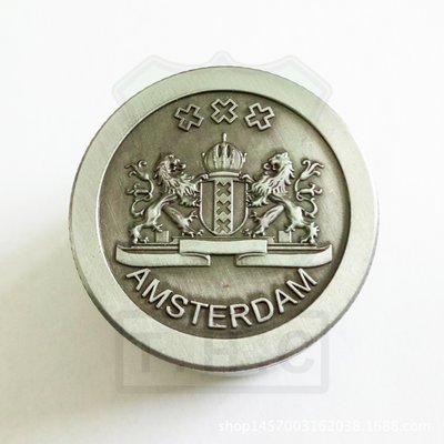 原裝進口 煙草 研磨器 磨碎器 磨菸器 磨煙器 小型 40mm 四層式 銀色 荷蘭國徽 阿姆斯特丹 AMS