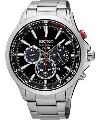 SEIKO SOLAR 太陽能計時腕錶(SSC493P1)-黑/44mm V175-0DM0D