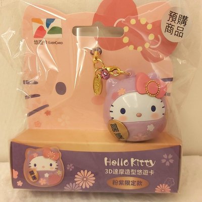 165.全新品Hollo kitty 3D達摩造型悠遊卡 粉紫色