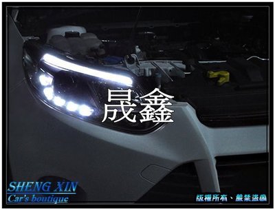 《晟鑫》全新 FORD FOCUS 2013 2014 2015 MK3 魚眼 大燈 光柱 LED燈眉 黑底 福特 頭燈