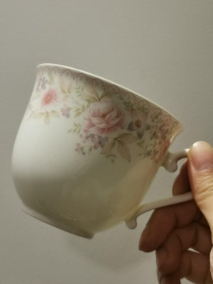 日本回流則武noritake小清新粉色花咖啡杯單杯