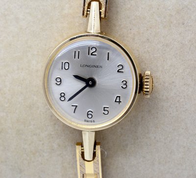 《寶萊精品》Longines 浪琴金白圓型袖珍女子錶