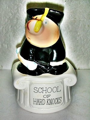L.(企業寶寶玩偶娃娃)少見SCHOOL OF HARD KNOCKS艱苦的磨練學院戴學士帽公仔值得收藏
