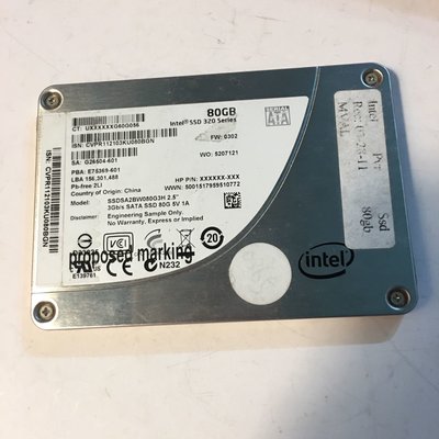 二手Intel SSD 320 Series 80g固態硬碟