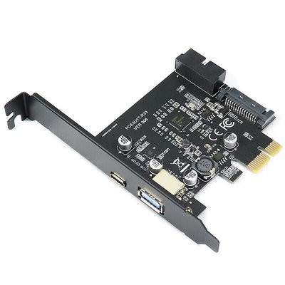 【熱賣】PCI-E X1轉TYPE-C3口USB3.0轉接卡PCIE轉內置USB3.0 19PIN