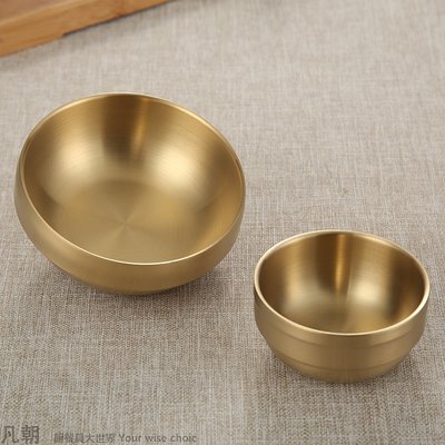 金色韓國碗304不銹鋼米飯碗湯碗醬料理碗南瓜拌飯甜品創意碗餐具 便當盒 不鏽鋼 餐盤