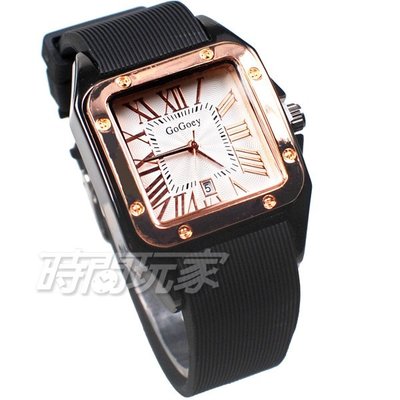 GoGoey 羅馬時尚 GC123-2 細膩紋路面盤 日期顯示窗 時刻女錶 中性錶 學生錶 防水手錶 橡膠錶帶【時間玩家