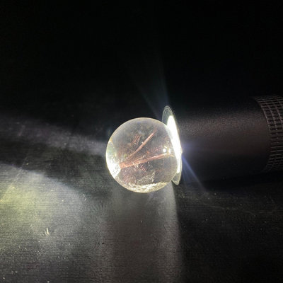 紅針水晶球擺件 純天然白水晶球 2.15CM 原石打磨 水晶 標本 擺件【紫竹齋】741