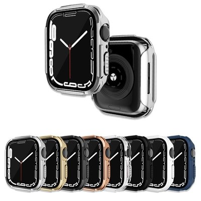 森尼3C-鎧甲鋼化膜殼 apple watch 7/6/SE/5/4/3/2 防摔保護殼 8代 iwatch S8 保護殼-品質保證