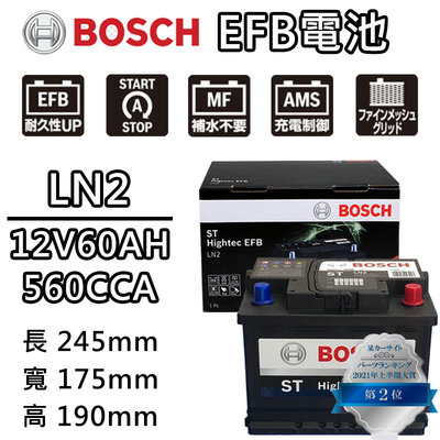【彼得電池】BOSCH博世 LN2 EFB 60AH 汽車電瓶 怠速熄火 油電車電池 斯柯達SKODA Fabia