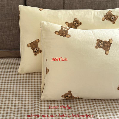 HWSP現貨♡韓國呆萌熊枕頭套熊 枕頭套 小熊 熊熊 枕套 泰迪熊 枕頭 床單-滿599免運