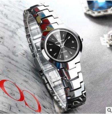 窩美(簡約時尚)텅스텐 강철鎢鋼防水腕錶石英機械錶手鏈팔찌裝飾品手錶