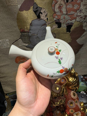 日本回流香蘭社 側把壺茶壺 白瓷彩繪茶壺 器型無敵美 蓋子有