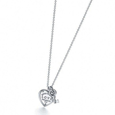 新店促銷 Tiffany/蒂芙尼925純銀項鏈love愛心鎖鑰匙吊墜鎖骨鏈女生日禮物