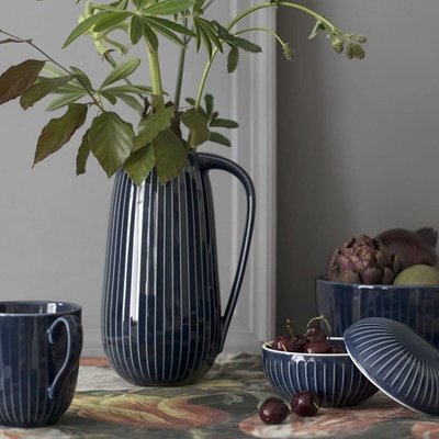 丹麥代購 Kahler 北歐ins風豎紋陶瓷冷水壺熱水瓶茶壺帶手柄1.25L
