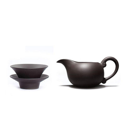 茶漏一體紫砂公道杯三件套茶海過濾組合茶葉濾茶功夫茶具配件陶瓷