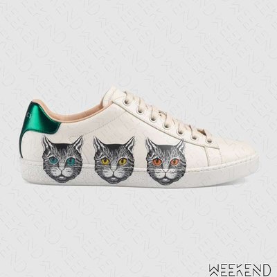 【WEEKEND】 GUCCI New Ace Mystic Cat 貓咪 皮革 休閒鞋 白色 577147