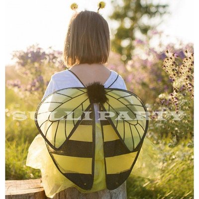 雪莉派對~蜜蜂髮箍+蜜蜂翅膀套裝 萬聖節裝扮 兒童變裝 可愛小蜜蜂 兒童昆蟲 小蜜蜂裝扮 小蜜蜂翅膀