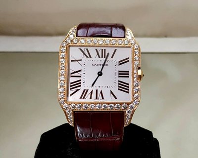 順利當舖  Cartier/卡帝亞  稀有Cartier18K玫瑰金SANTOS-DUMONT系列男女通用機械鑽錶
