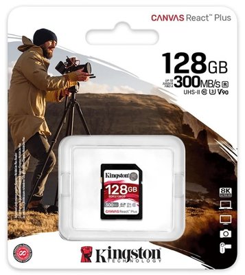 全新附發票 支援8K拍攝 金士頓 SDR2 Canvas React Plus SD 記憶卡 128G 128GB