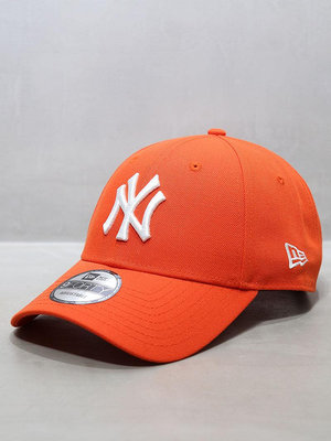 帽子MLB棒球帽男女硬頂大標NY洋基鴨舌帽9FORTY橙色帽UU代購#