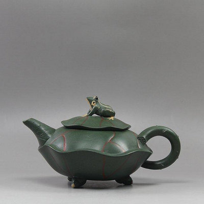 茶藝師 紫砂壺正品特價純全手工仿品仿蔣蓉制原礦民國綠泥荷葉青蛙壺茶壺