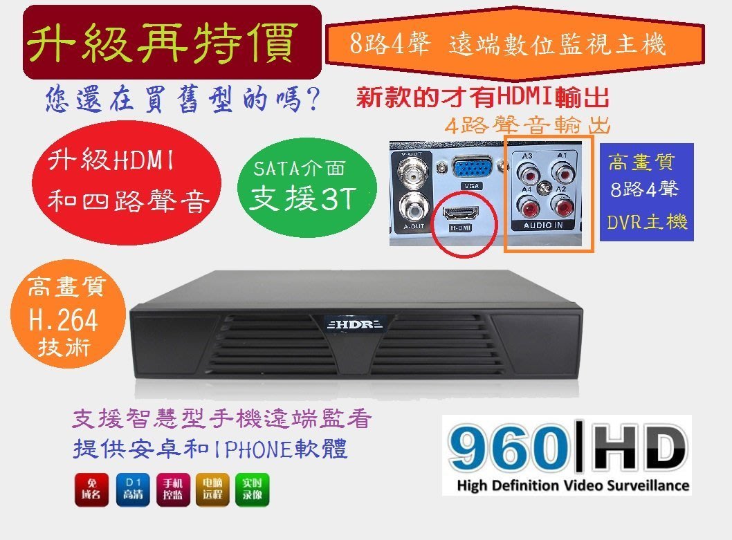 免固定ip 16路監視主機 獨家面板操作 十六路dvr Hdmi 16路2聲 監視器 H 264 監控主機 手機遠端監看 Yahoo奇摩拍賣