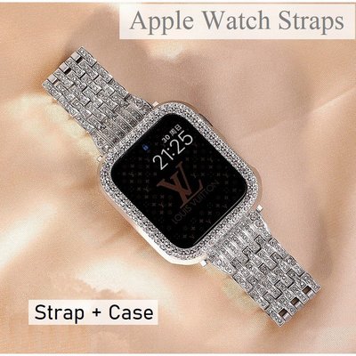 豪華鑽石 apple watch 錶帶 + 錶殼 apple watch 系列 7 6 5 4 3, apple wat