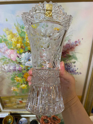 德國梅森meissen水晶花瓶，近全新，雕刻工藝精湛，高20