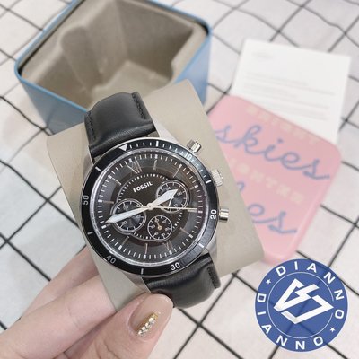帝安諾-實體店面 FOSSIL 美國 正品代購 簡約 時尚 手錶 腕錶 皮錶帶 三眼 三環 淺水圈 BQ2228 黑銀