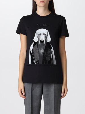 CC Collection 代購 Max Mara 黑／白色經典鑽飾獵犬圓領短袖T恤