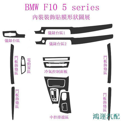 鴻運汽配BMW F10 內裝 碳纖維 貼膜 5 series 專用 改裝 中控 檔位 儀表臺 卡夢 裝飾 貼膜 門板 保護 車貼