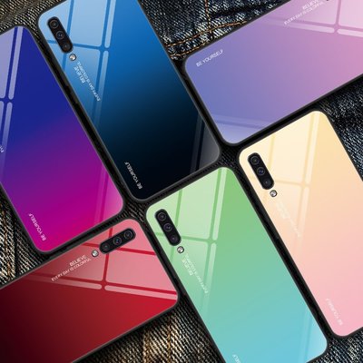 Samsung三星A8S手機殼漸變玻璃A9star超薄防摔2018A7 A9創意A6plus保護套2018 A8+