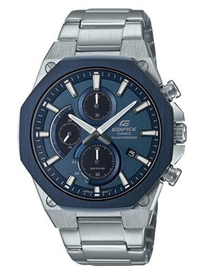 CASIO 卡西歐 EDIFICE 輕薄八角設計太陽能計時手錶-藍44mm(EFS-S570DB-2A)