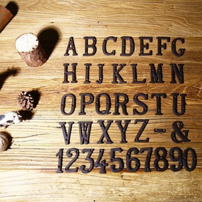 擺件 ZAKKA雜貨鐵藝裝飾品 鑄鐵金屬數字 字母 創意DIY門牌 字母符號