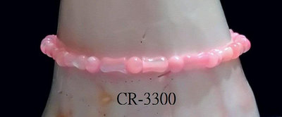 CR-3300 MOP 粉紅色雕刻鬱金香(4MMX7MM)+圓珠(4MM)手鍊7”