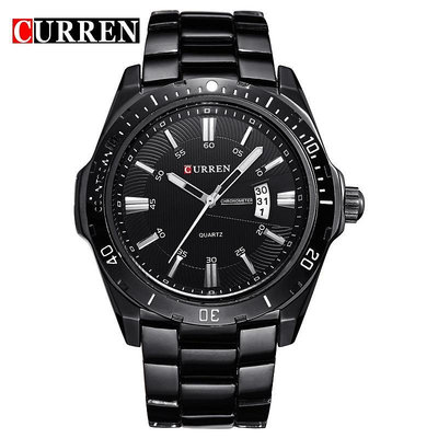 CURREN 卡瑞恩8110男士手錶 時尚日曆手錶 鋼帶防水石英男士手錶