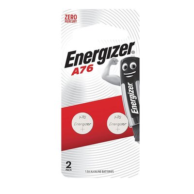 【Energizer勁量】 鈕扣型A76鹼性電池2顆 吊卡裝(1.5V鈕扣電池LR44)