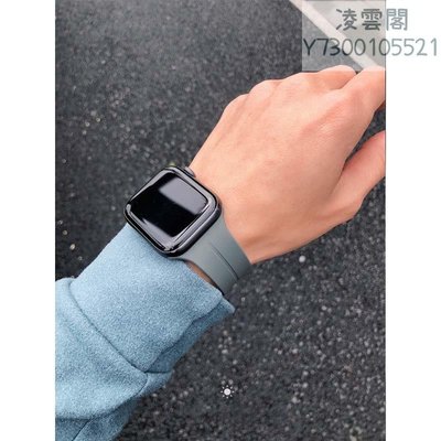 適用蘋果手表帶Applewatch8液態硅膠磁吸扣iwatch76432代se運動Ultra簡約百搭男女