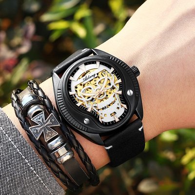 【飾碧得】艾浪爆款骷髏頭手錶男士全自動機械男表個性時尚運動手錶AL-8619