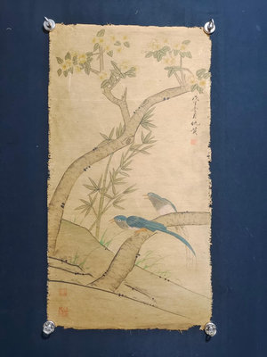 HW28  花鳥作品作者仇英材質絹本尺寸90×46cm619881