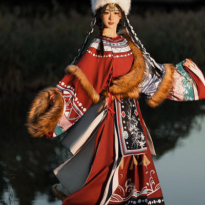 藏族服西藏藏袍少數民族舞蹈服藏裝藏服新款長袍男女民族風情侶款