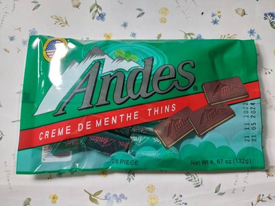 美國Andes 安迪士單薄荷巧克力28片/132g (效期2024/05/21)市價110元特價75元
