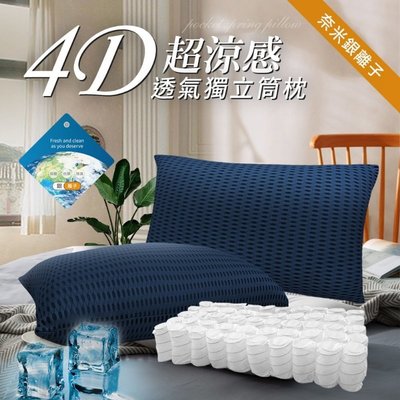 【樂樂生活精品】台灣精製4D酷涼透氣銀離子獨立筒枕頭/星際藍 (請看關於我) MG