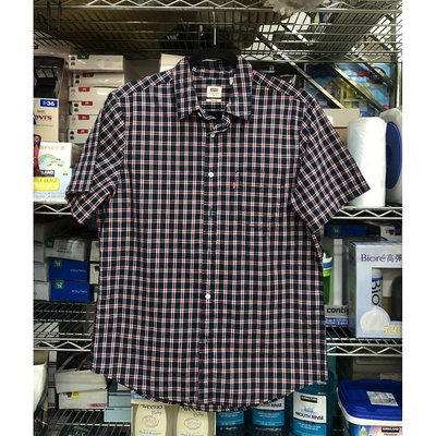 購Happy~專櫃品牌 LEVIS 孟加拉製 男純棉短袖格紋襯衫