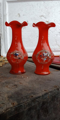 【二手】插花花瓶玻璃花瓶完整 老物件 老貨 古玩【久藏館】-872